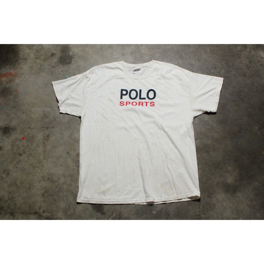 Vintage 90's Hanes Polo Sports Distressed Thrashed Stained T-Shirt - XL